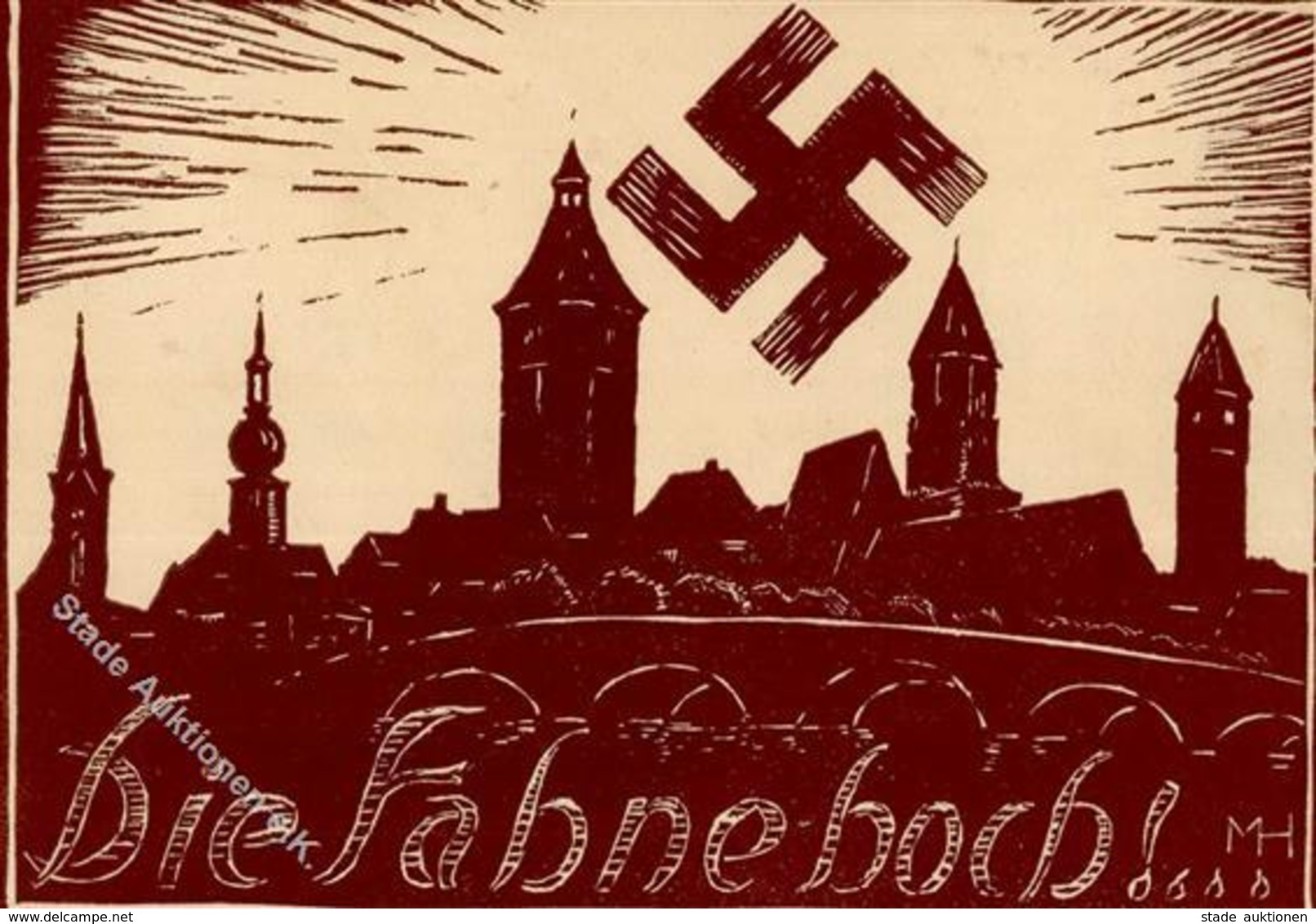 Aufgehende Sonne WK II - GUNZENHAUSEN - Die FAHNE HOCH! Sign. MH I-II - Guerra 1939-45