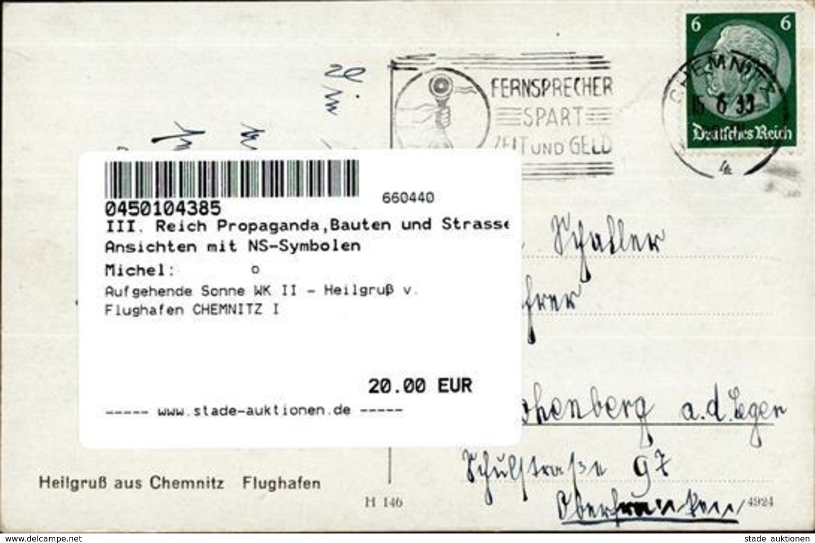 Aufgehende Sonne WK II - Heilgruß V. Flughafen CHEMNITZ I - Weltkrieg 1939-45