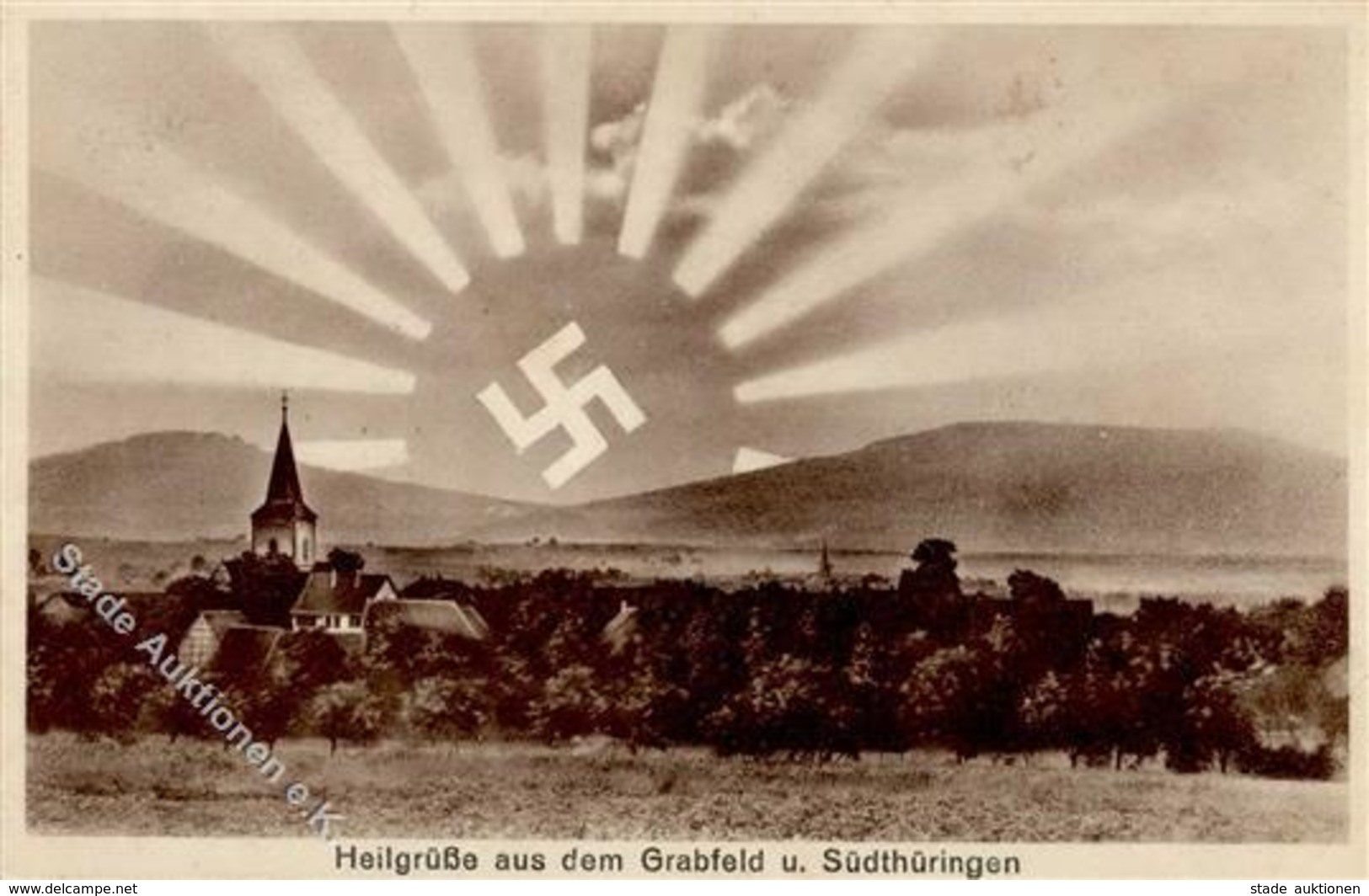 Aufgehende Sonne WK II - Heilgrüße Aus GRABFELD Und Südthüringen - NSDAP Rothausen 1932 I - Guerra 1939-45