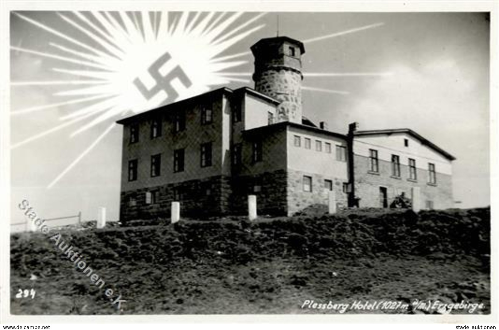Aufgehende Sonne WK II -Hotel PLESSBERG Bei ABERTHAM Befreiungs-o 1938 I - Guerra 1939-45
