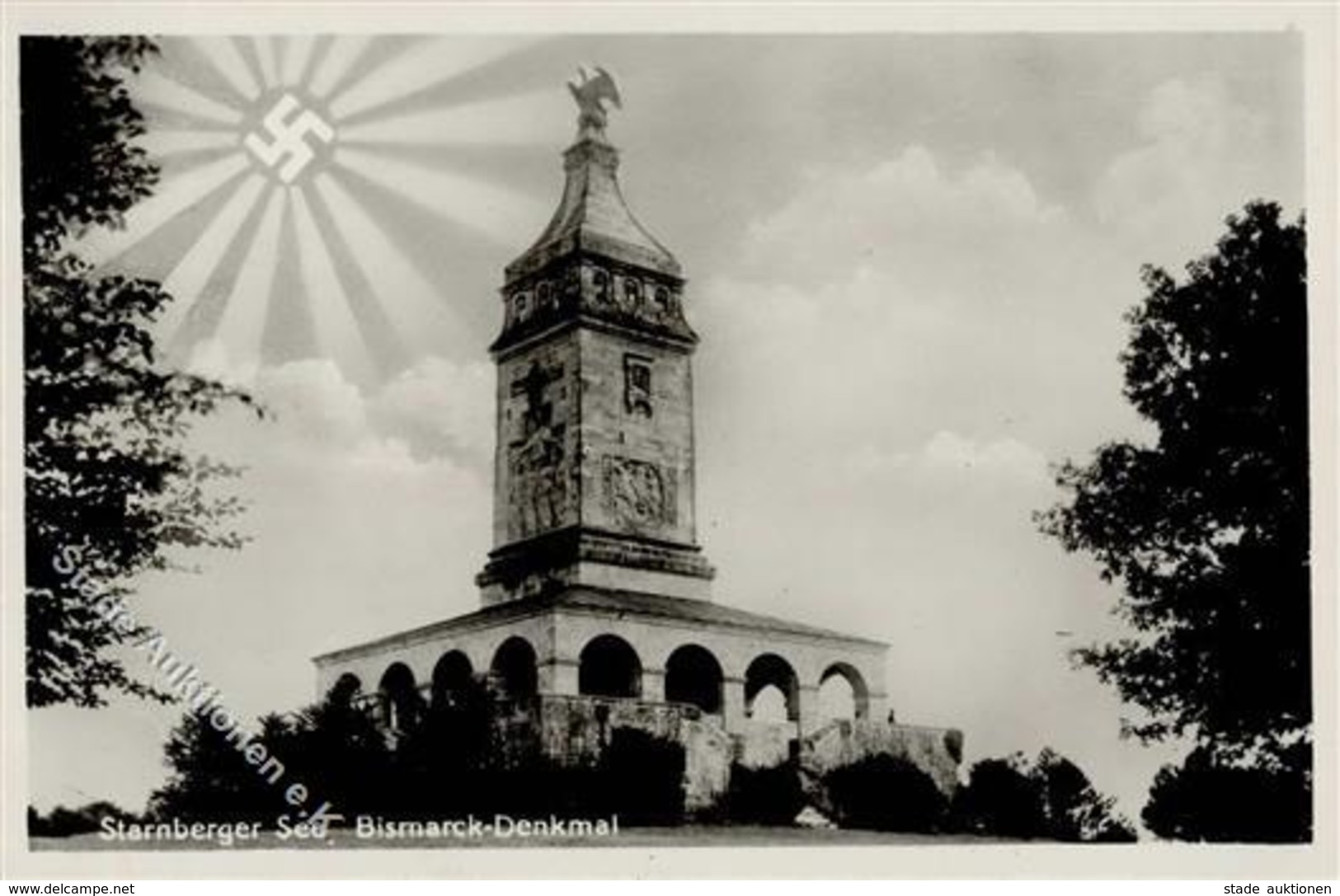 Aufgehende Sonne WK II WK II Starnberger See Bismarck Denkmal  Foto AK I-II - Weltkrieg 1939-45