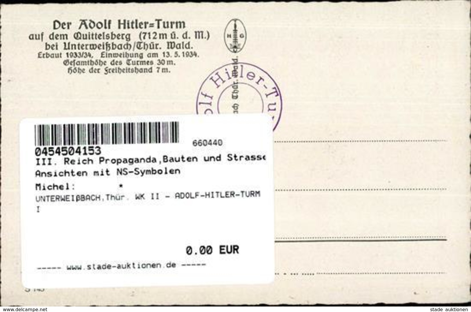 UNTERWEIßBACH,Thür. WK II - ADOLF-HITLER-TURM I - Guerra 1939-45