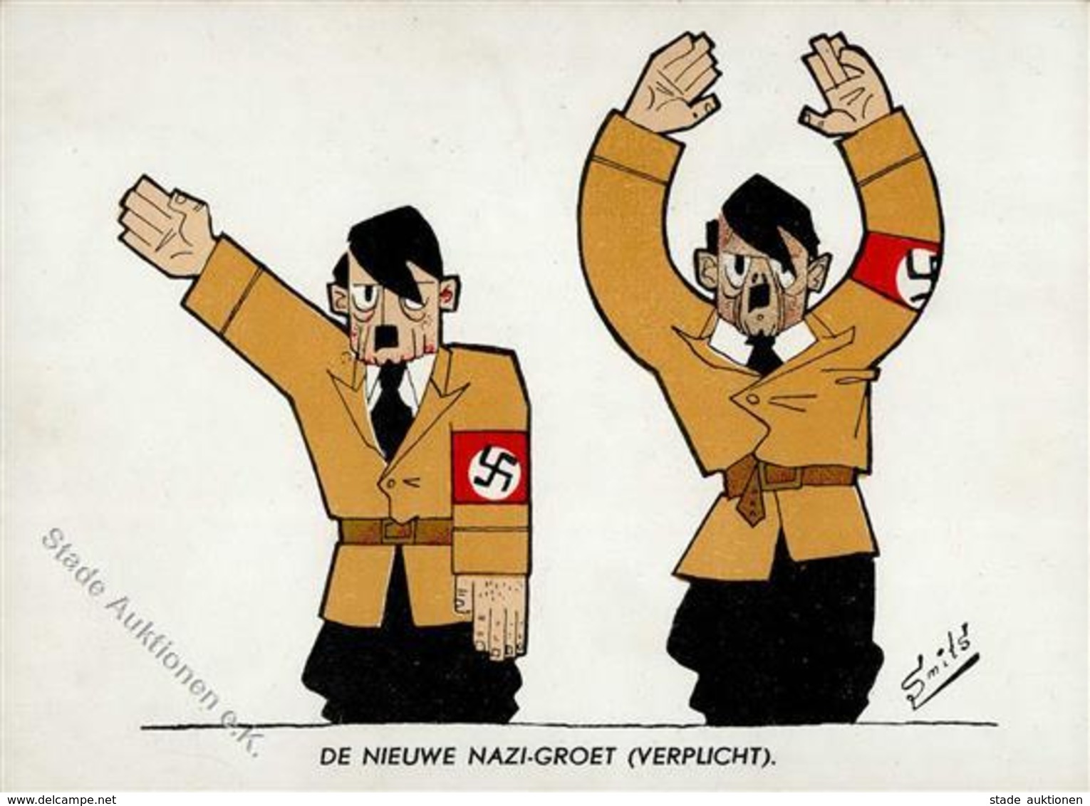 Antipropaganda WK II WK II Hitler Sign. Smits Künstlerkarte I-II - Guerra 1939-45