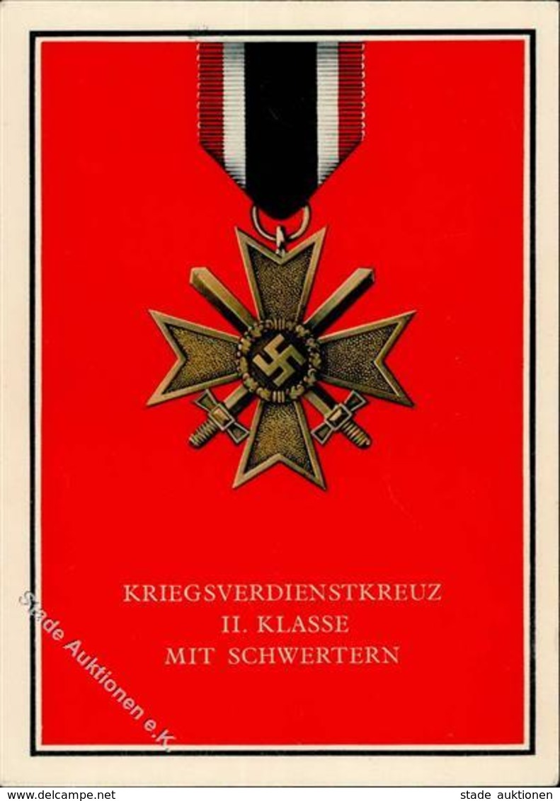 Orden WK II Kriegsverdienstkreuz II. Klasse Mit Schwertern Ansichtskarte  I-II - Guerra 1939-45