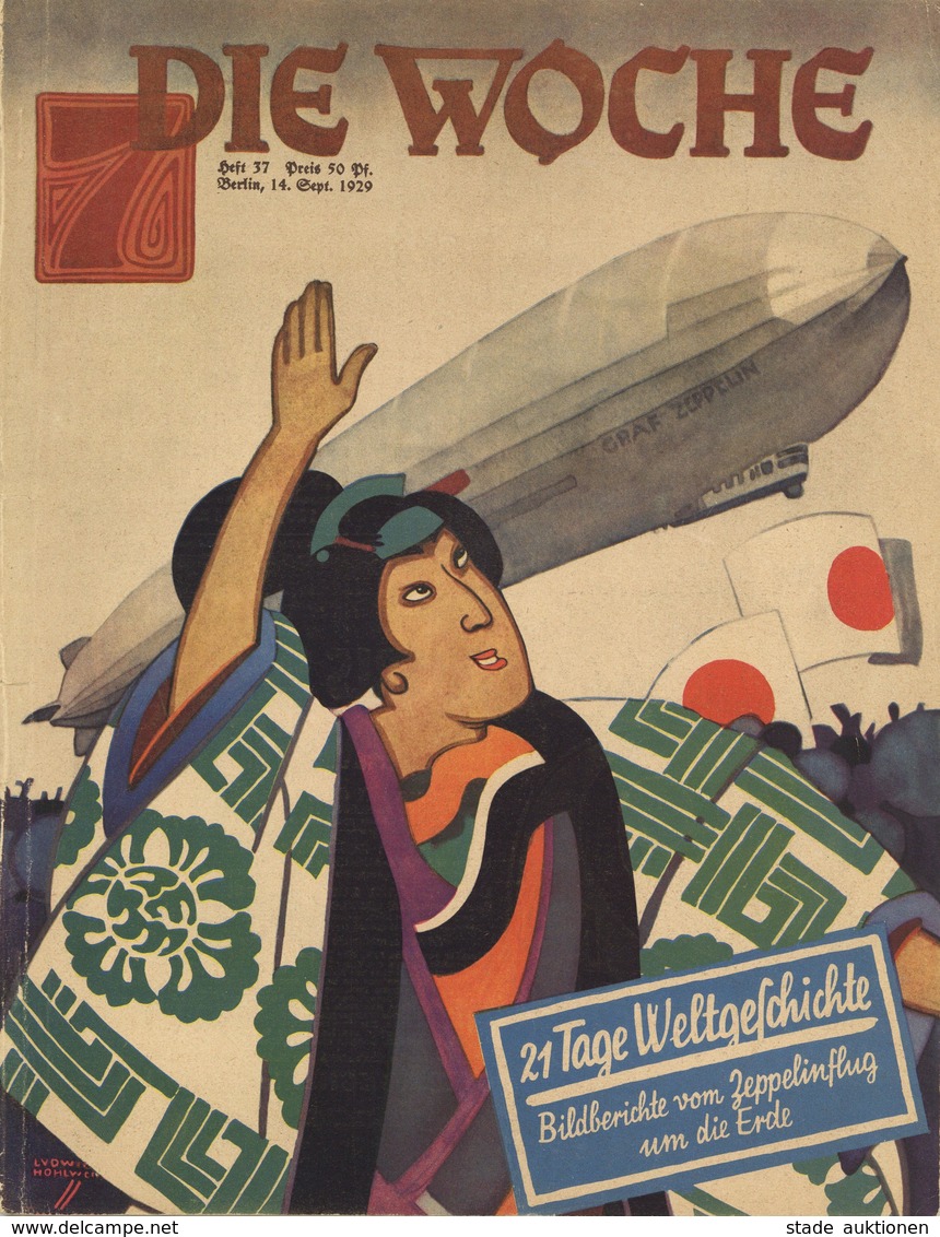 Buch WK II Die Woche 21 Tage Weltgeschichte Bildberichte Vom Zeppelinflug Um Die Erde 1929 Verlag Scherl 51 Seiten Viele - Weltkrieg 1939-45