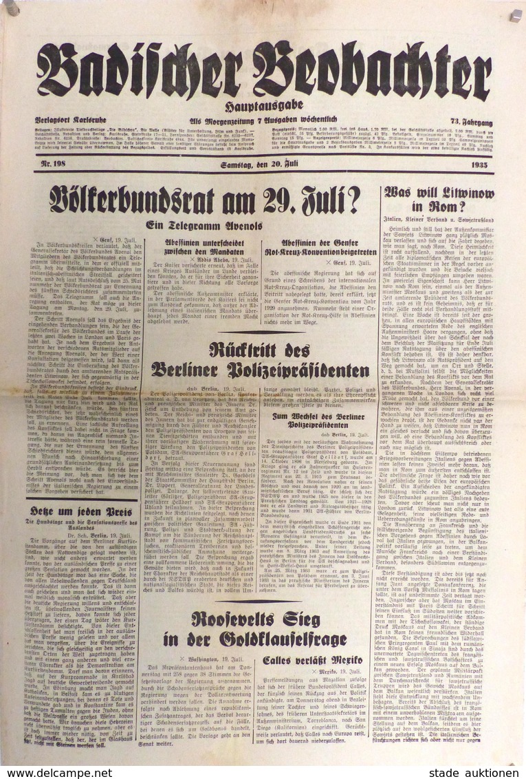 Buch WK II Zeitungen Badischer Beobachter Badisches Kampfblatt Partie Mit über 50 Zeitungen 1932-35 Schlechter Zustand I - Weltkrieg 1939-45