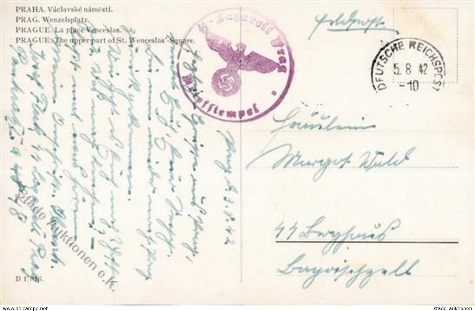 Feldpoststempel SS Prag  Tschechien WK II SS Lazerett  I-II - Guerra 1939-45