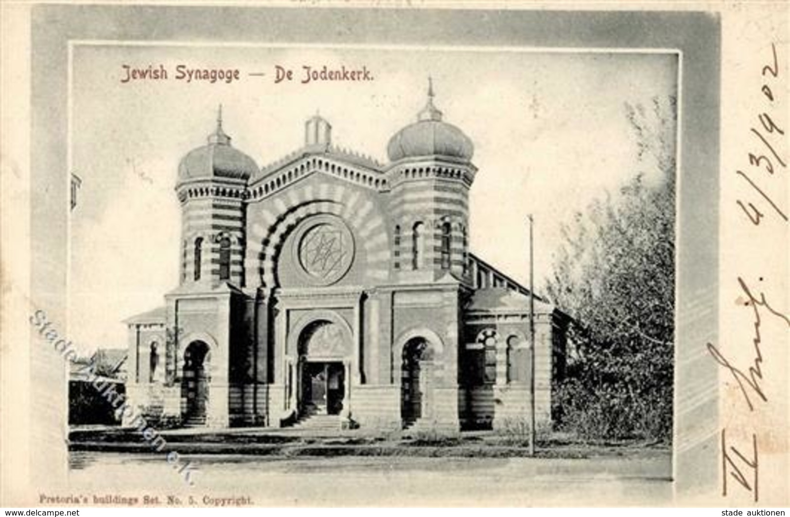Synagoge Pretoria Afrika 1902 I-II (fleckig) Synagogue - Judaika