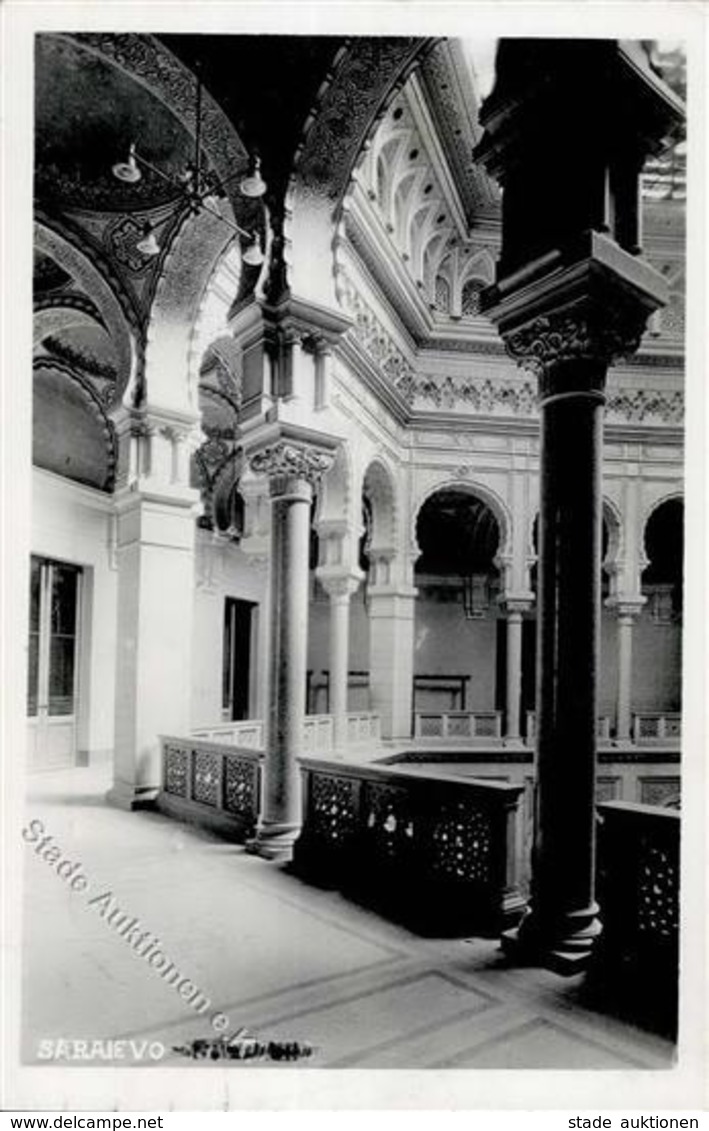 Synagoge Sarajevo Bosnien Herzegowina Innenansicht Foto-Karte I-II (Marke Entfernt) Synagogue - Judaika