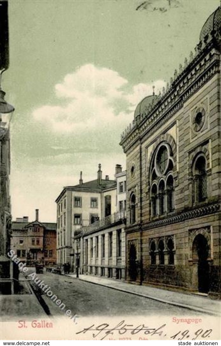 Synagoge St. Gallen Schweiz Ansichtskarte 1906 I-II (fleckig) Synagogue - Judaika