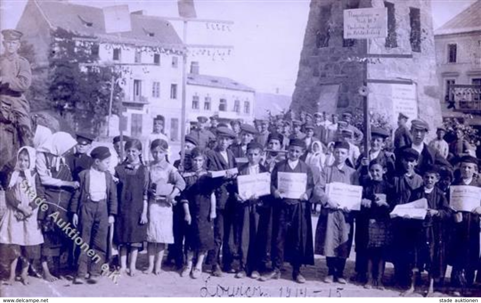 Judaika - Foto-Ak LOWICZ 1915 Mit Jüdische Zeitungsverkäufer I Judaisme - Giudaismo