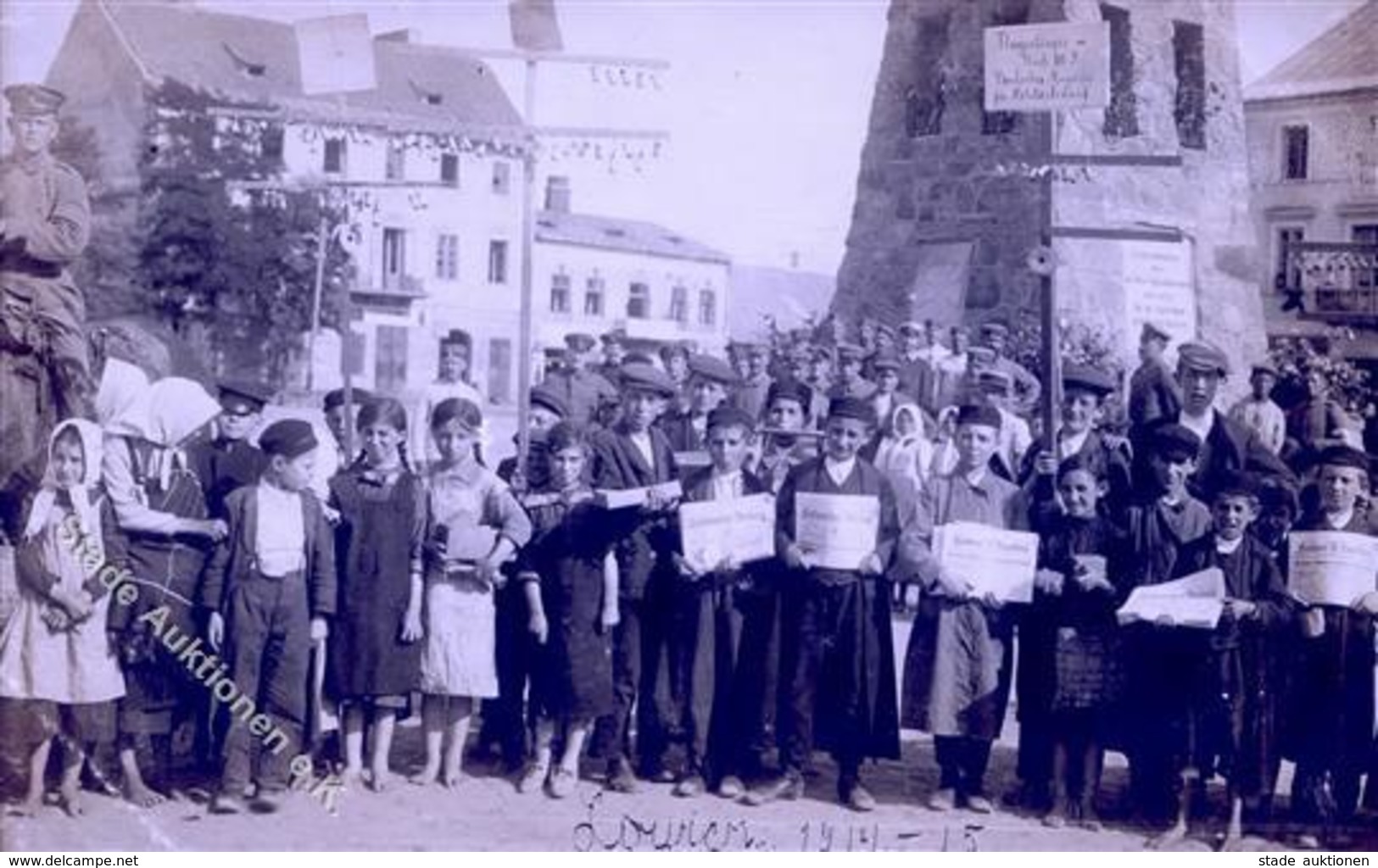 Judaika - Foto-Ak LOWICZ 1915 Mit Jüdische Zeitungsverkäufer I Judaisme - Judaika