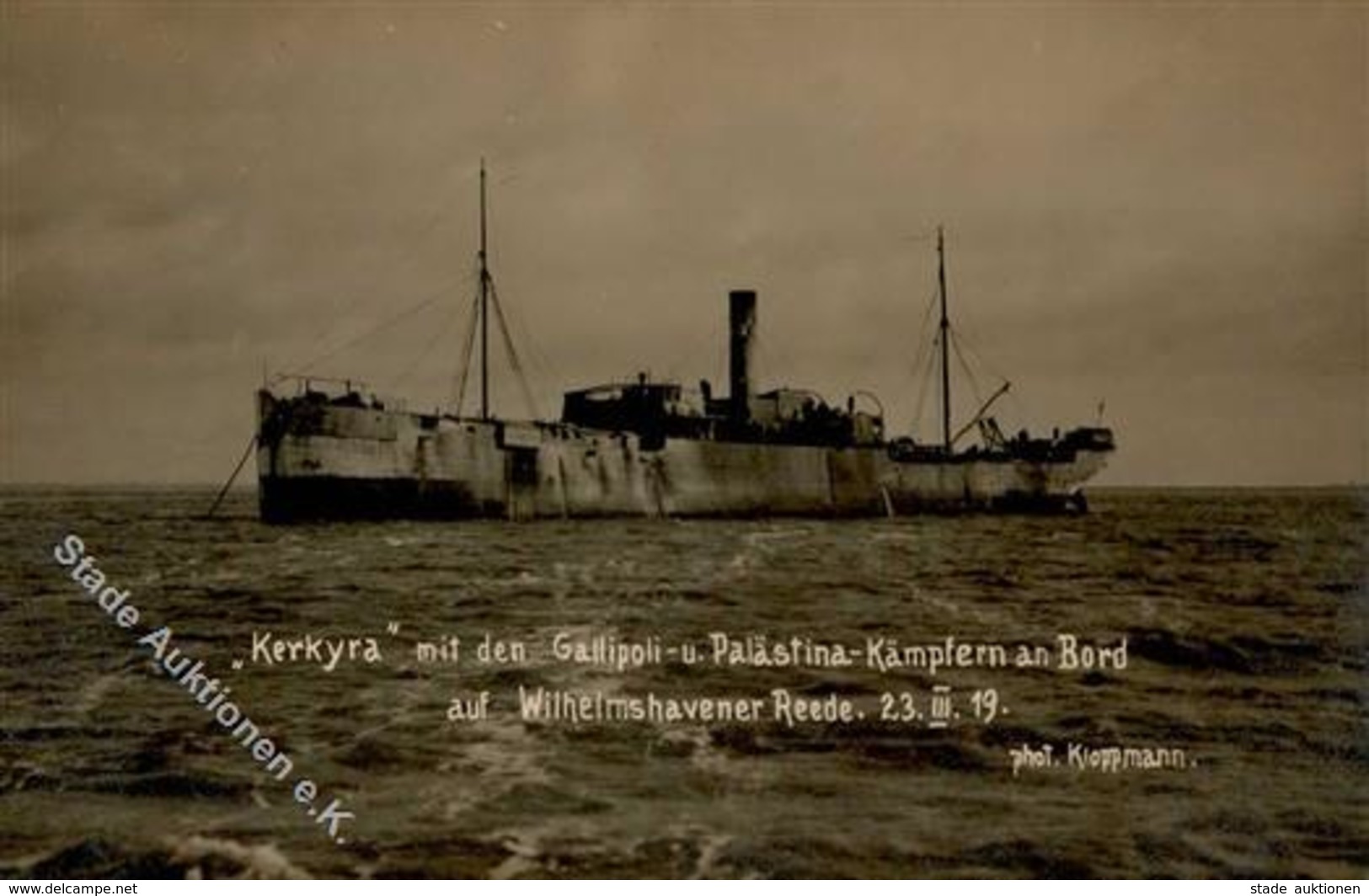 Judaika Schiff Kerkyra Mit Den Gallipoli U. Palästina Kämpfern An Bord Foto-Karte I-II Judaisme Bateaux Bateaux - Judaika