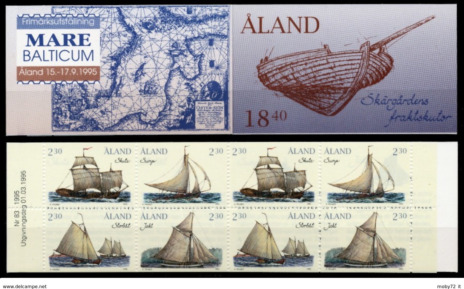 Aland - 1995 - Nuovo/new MNH - Mare Baltico - Booklet - Mi N. 95/98 MH 3 - Ålandinseln