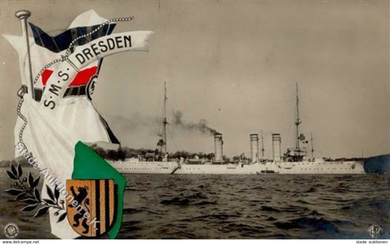 Marine WK I Kiel (2300) SMS Dresden NPG  Foto AK 1909 I-II (abgestossen) - Guerra