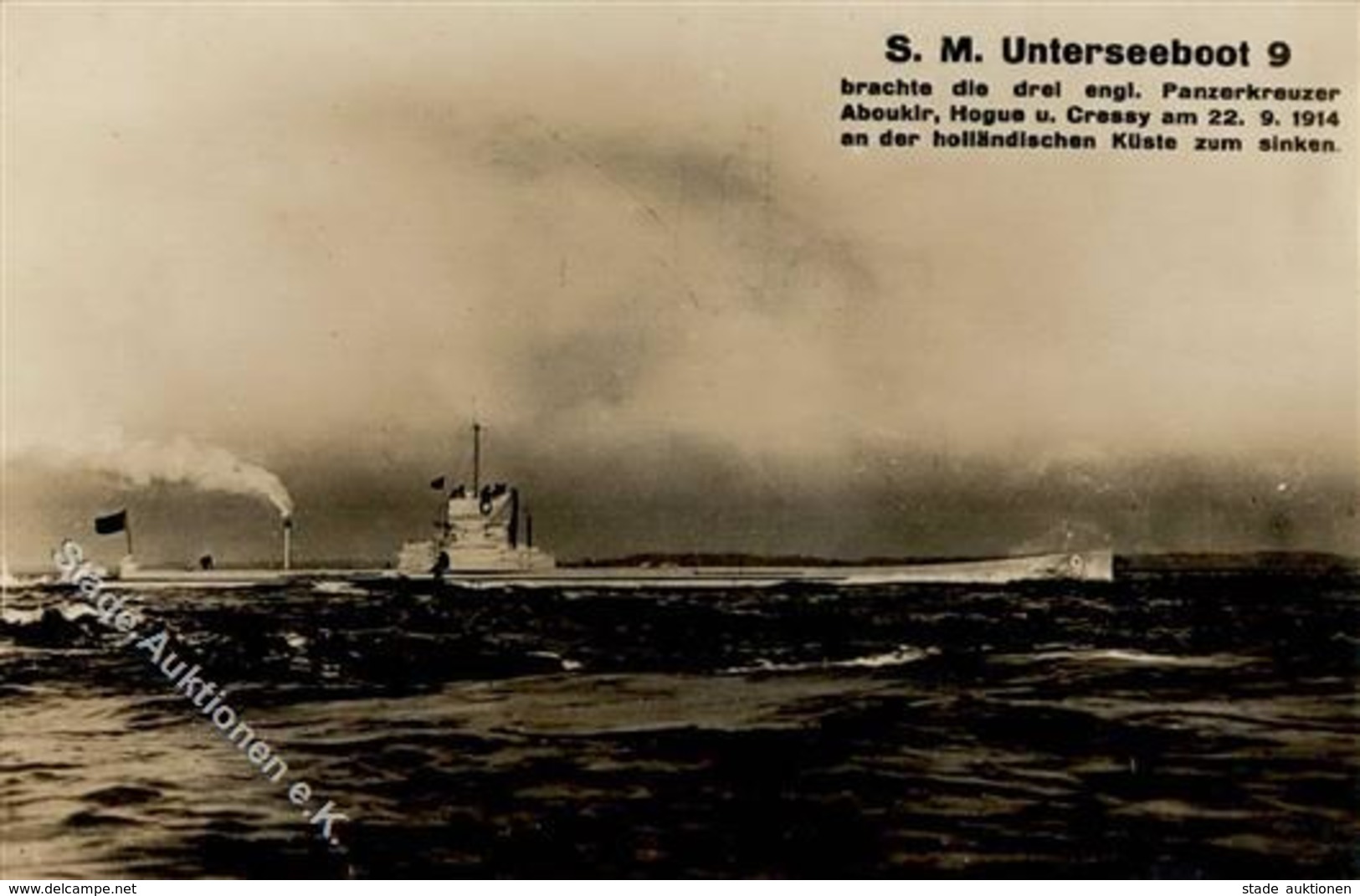 U-Boot SM Unterseeboot 9 Foto AK I-II - Guerra