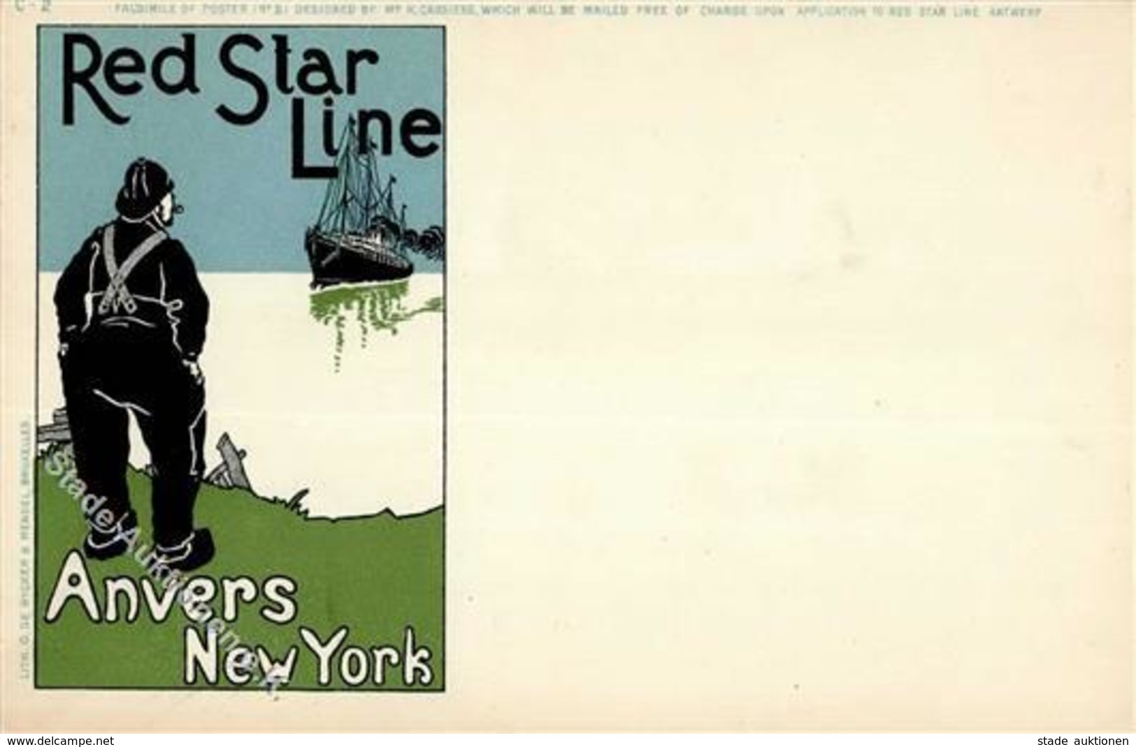 Dampfer Red Star Line Anvers New York  Künstlerkarte I-II - Guerra