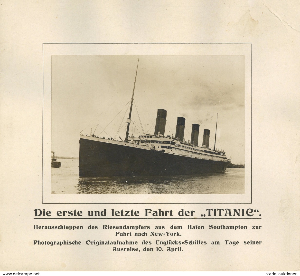 TITANIC - Foto Auf Karton(Ecke Gestoßen) - Originalaufnahme Des Unglücks-Schiffes Am Tage Seiner Ausreise V. Southampton - Guerra
