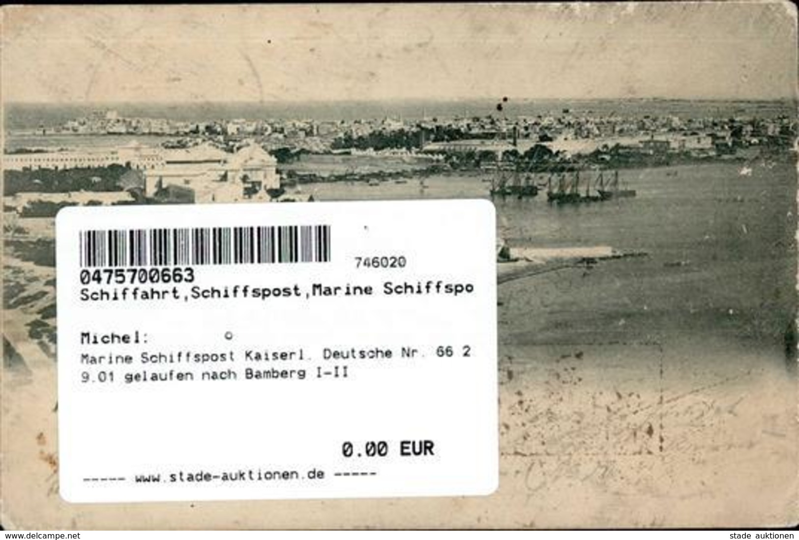 Marine Schiffspost Kaiserl. Deutsche Nr. 66 2.9.01 Gelaufen Nach Bamberg I-II - Guerra