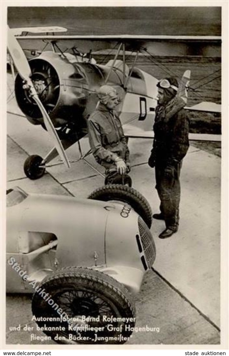 Flugzeug Vor 1945 WK II Bernd Rosenmeyer Und Graf Hagenburg Fliegen Den Bücker Jungmeister Foto AK I-II Aviation - 1939-1945: 2a Guerra