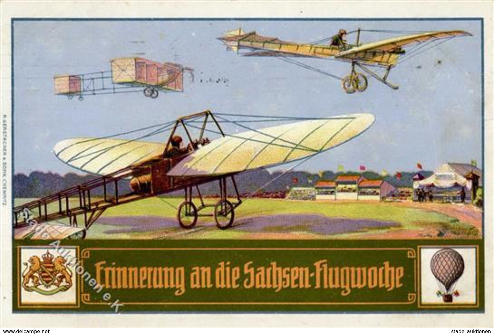 Flugtag Sachsen Flugwoche 1911 I-II (fleckig) - Flieger