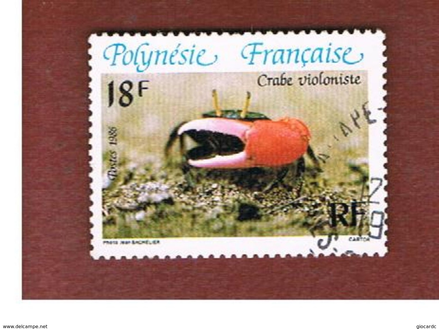 POLINESIA FRANCESE  (FRENCH POLYNESIA ) - SG 465  - 1986 CRABS: FIDDLER - USED° - Oblitérés