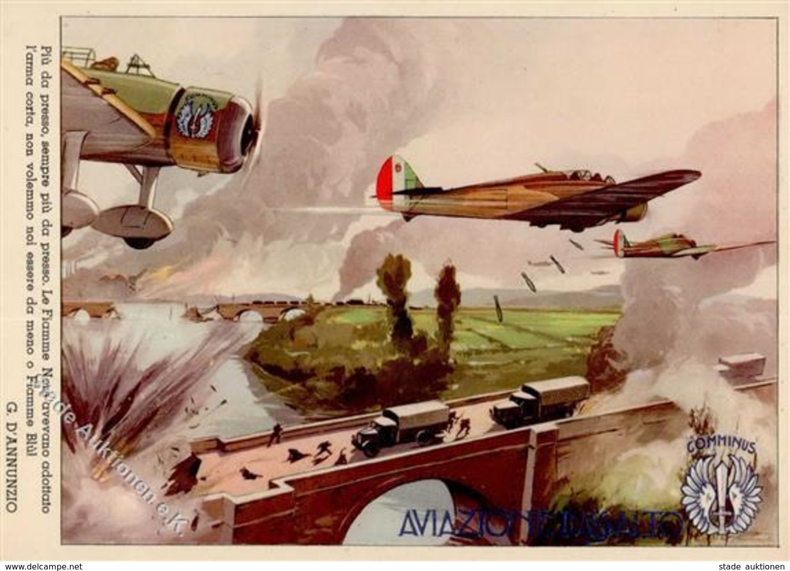 Flugwesen WK II Italien Quinta Brigata Aviazione D'Assalto Sign. Ferrari, G. Künstlerkarte I-II Aviation - 1939-1945: 2a Guerra