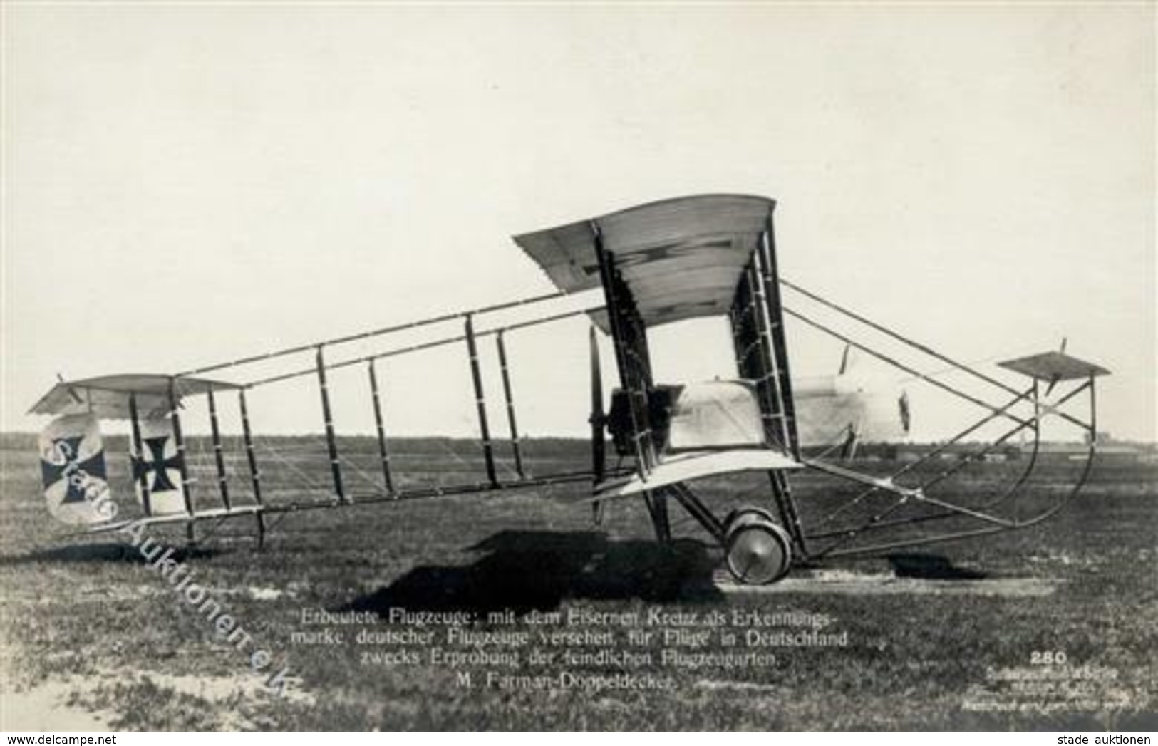 Sanke, Flugzeug Nr. 280 M. Farman Doppeldecker Foto AK I-II Aviation - 1914-1918: 1a Guerra