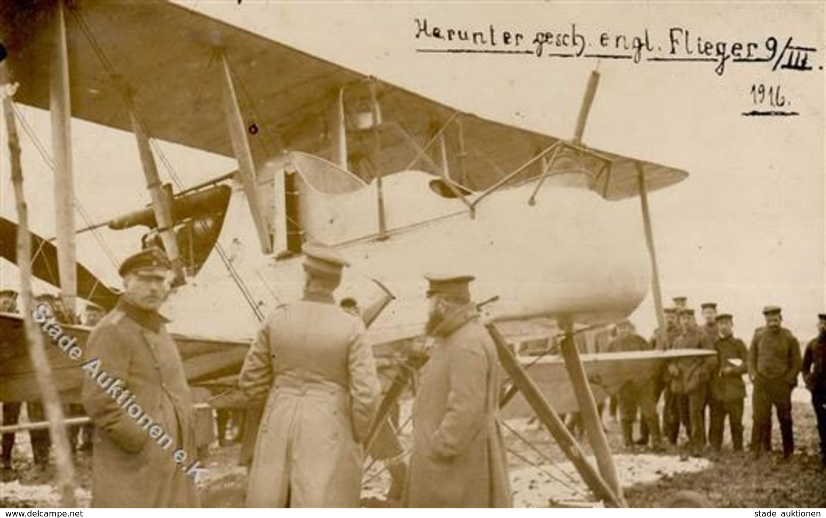 Flugzeuge WK I Heruntergeschossener Englischer Flieger  Foto AK 1916 I-II Aviation - 1914-1918: 1a Guerra