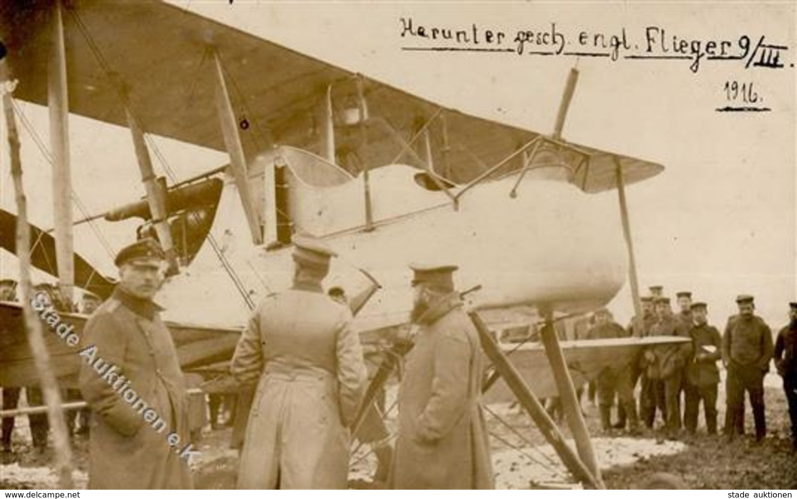 Flugzeuge WK I Heruntergeschossener Englischer Flieger  Foto AK 1916 I-II Aviation - 1914-1918: 1. Weltkrieg