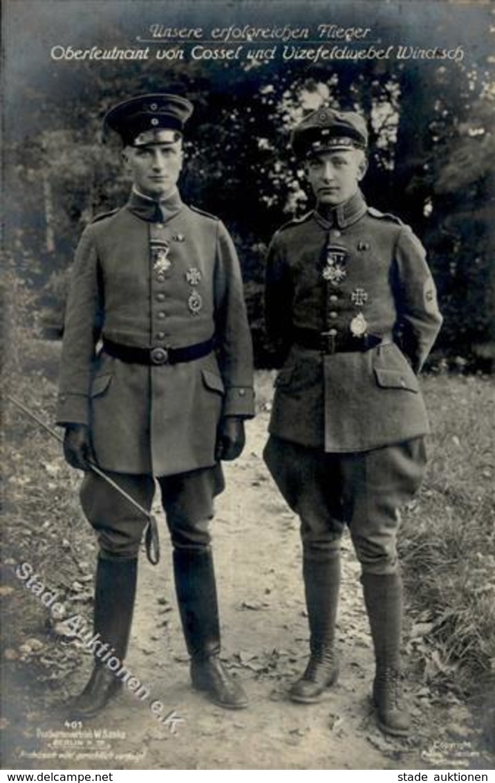 Sanke, Pilot Nr. 401 Cossel V. Oberleutnant U. Windisch Vizefeldwebel Foto AK 1916 I-II - Guerra 1914-18