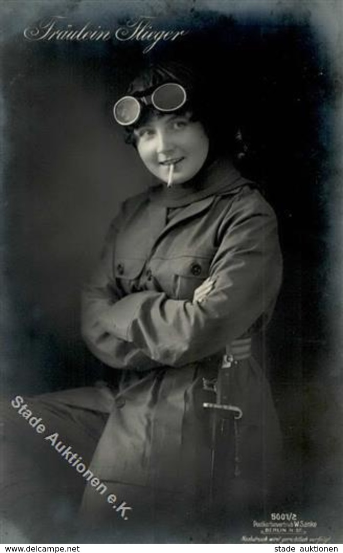 Sanke, Pilot Nr. 5001/2 Fräulein Flieger  Foto AK 1917 I-II - Guerra 1914-18