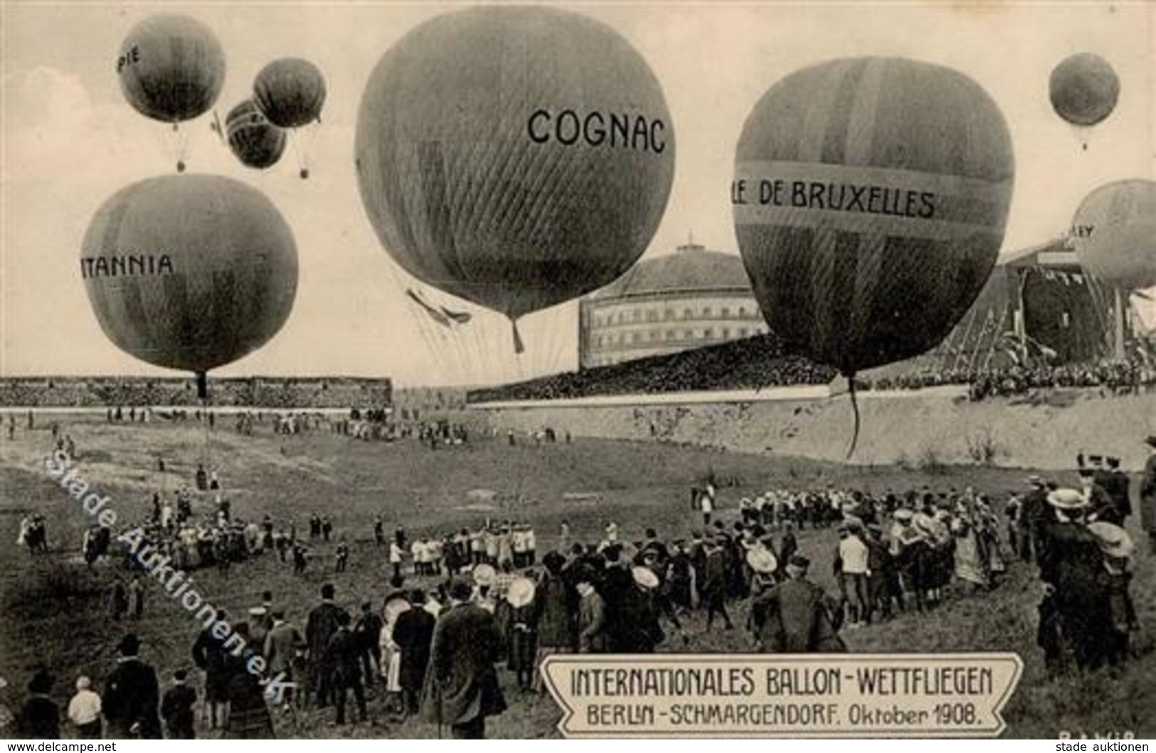 Ballon Schmargendorf (1000) Internationales Ballon Wettfliegen 1908 I-II - Mongolfiere