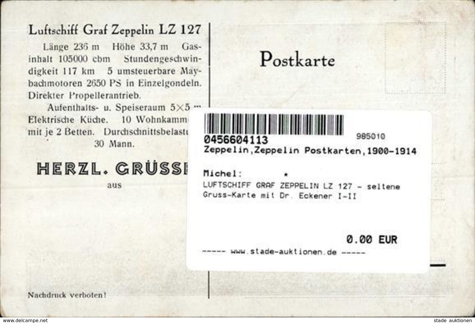 LUFTSCHIFF GRAF ZEPPELIN LZ 127 - Seltene Gruss-Karte Mit Dr. Eckener I-II Montagnes - Dirigibili