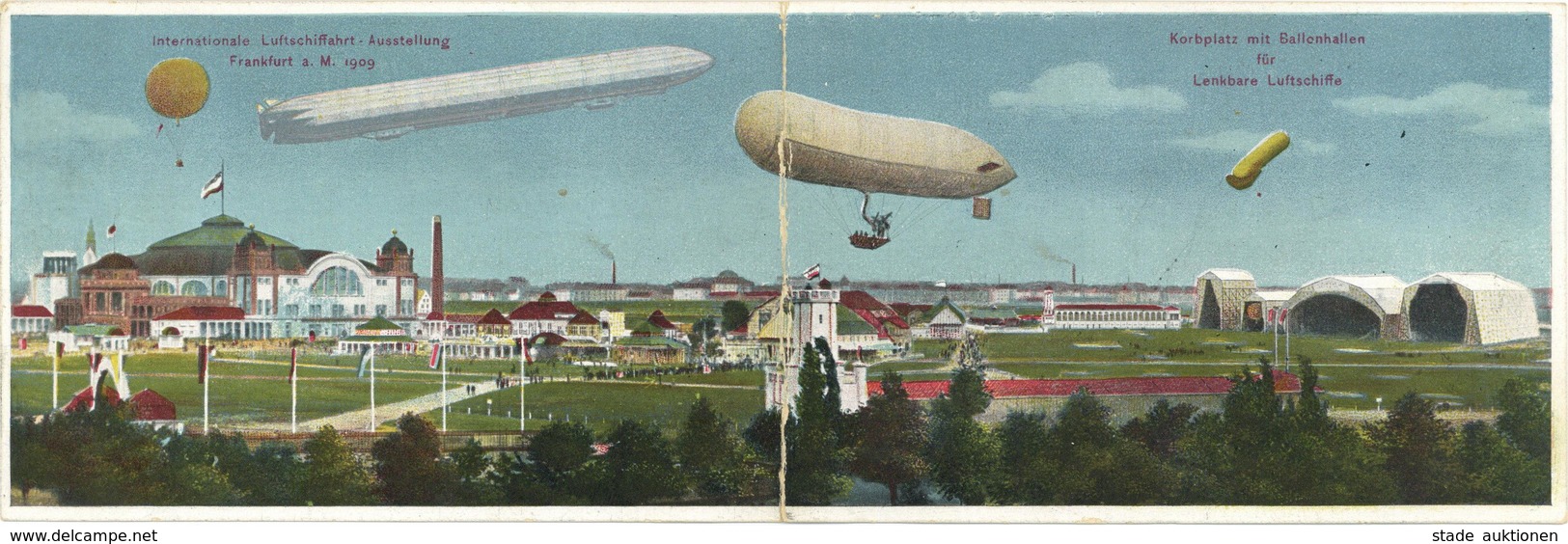 ILA Internationale Luftschifffahrt Ausstellung Frankfurt (6000) 1905 Korbplatz Mit Ballonhallen Klappkarte I-II Expo - Dirigibili