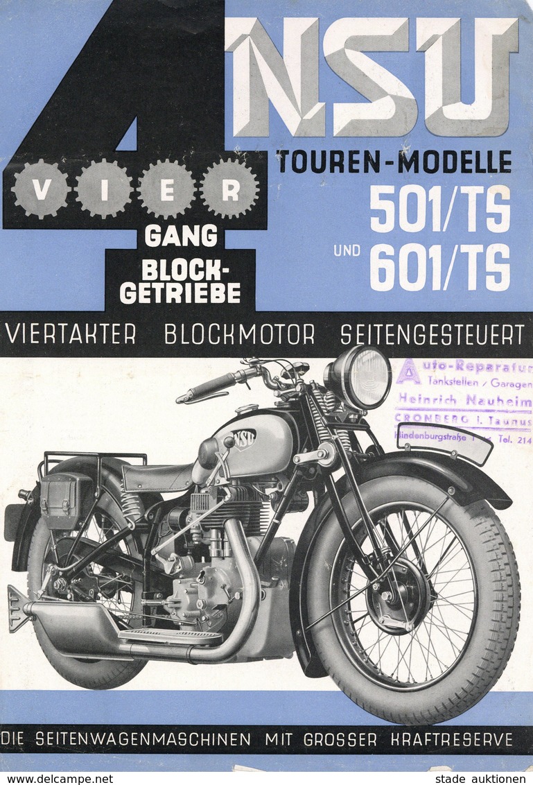 MOTORRAD - 4 Seitiges NSU-Seitenwagen-Werbeblatt - DINA4, Gefaltet II - Moto