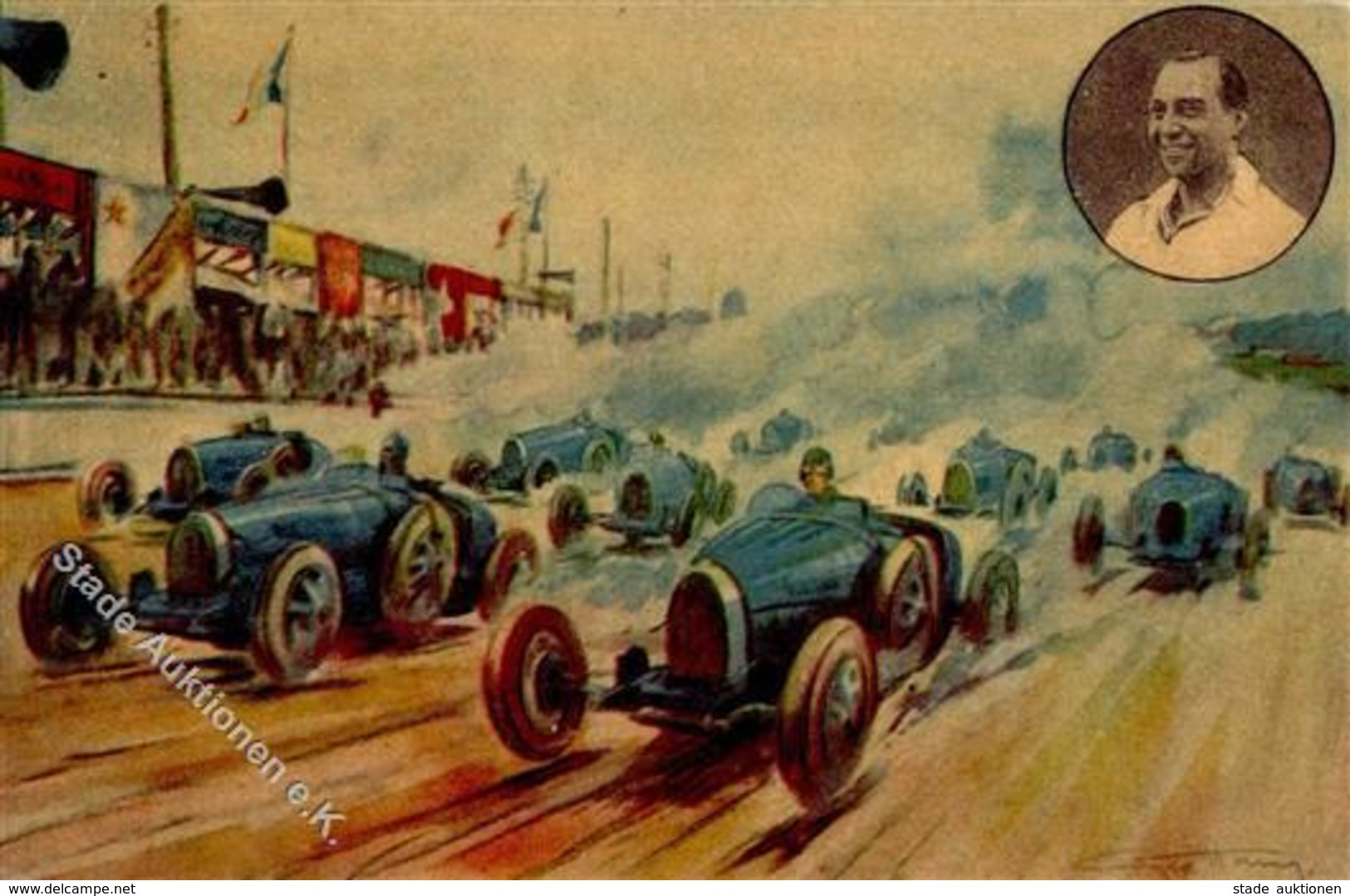 Oldtimer Bugatti Großer Preis Zanelli Künstlerkarte I-II - Altri & Non Classificati