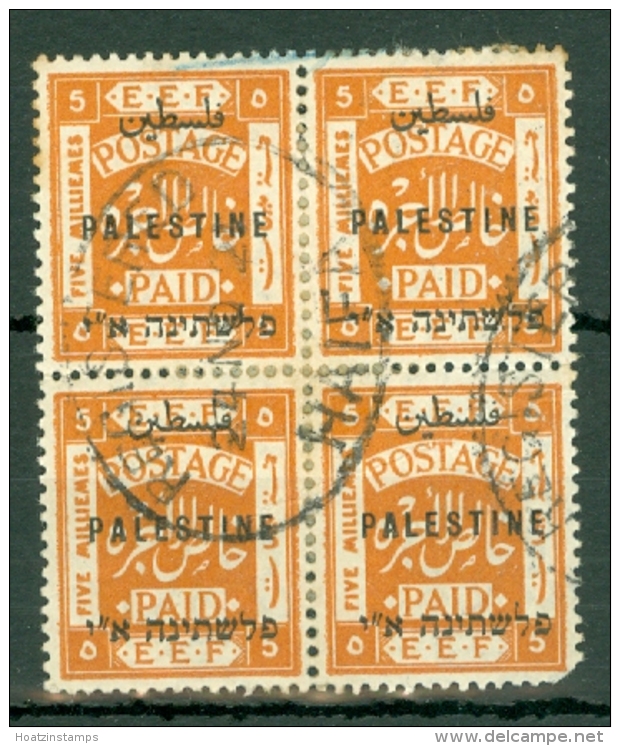 Palestine: 1920   E.E.F. 'Palestine' OVPT    SG20    5m      Used Block Of 4 - Palestine