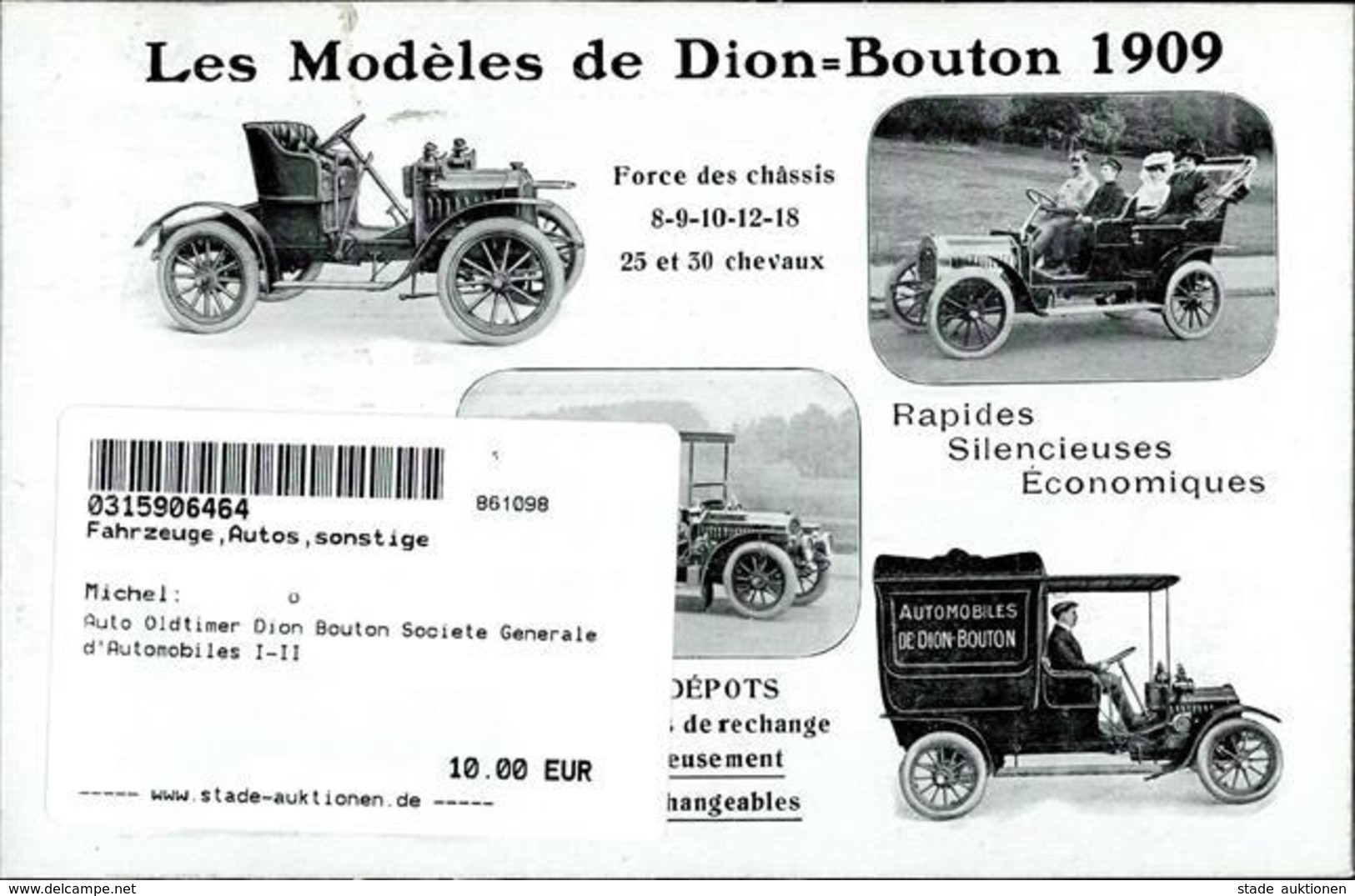 Auto Oldtimer Dion Bouton Societe Generale D'Automobiles I-II - Altri & Non Classificati