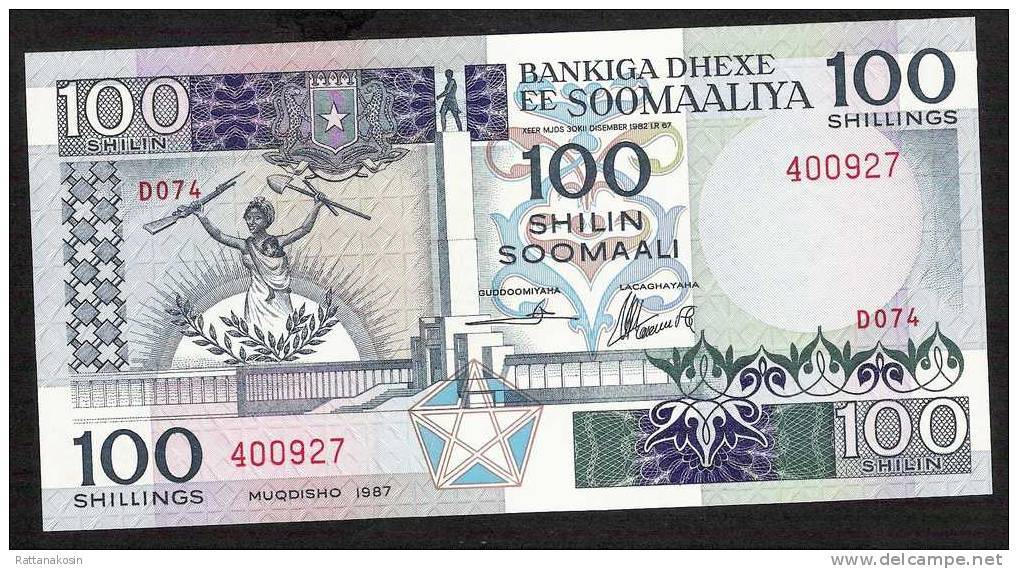 SOMALIA  P35c 100 SHILLINGS 1987 #D074     UNC - Somalie