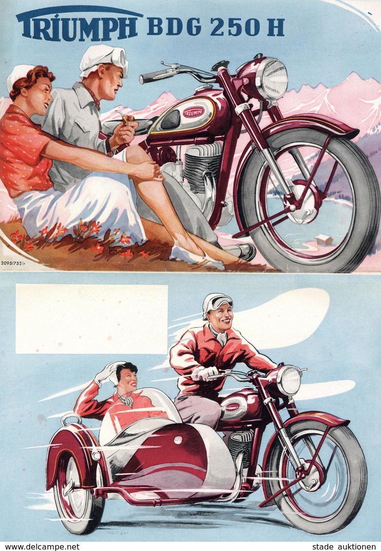 Motorrad Oldtimer Triumph BDG 250H Prospekt 50'er Jahre I-II - Motorräder