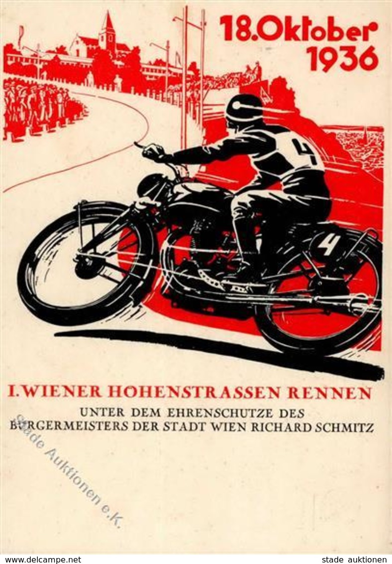 Motorrad Wien (1010) Österreich I. Höhenstraßen Rennen Ganzsache I-II - Motorräder