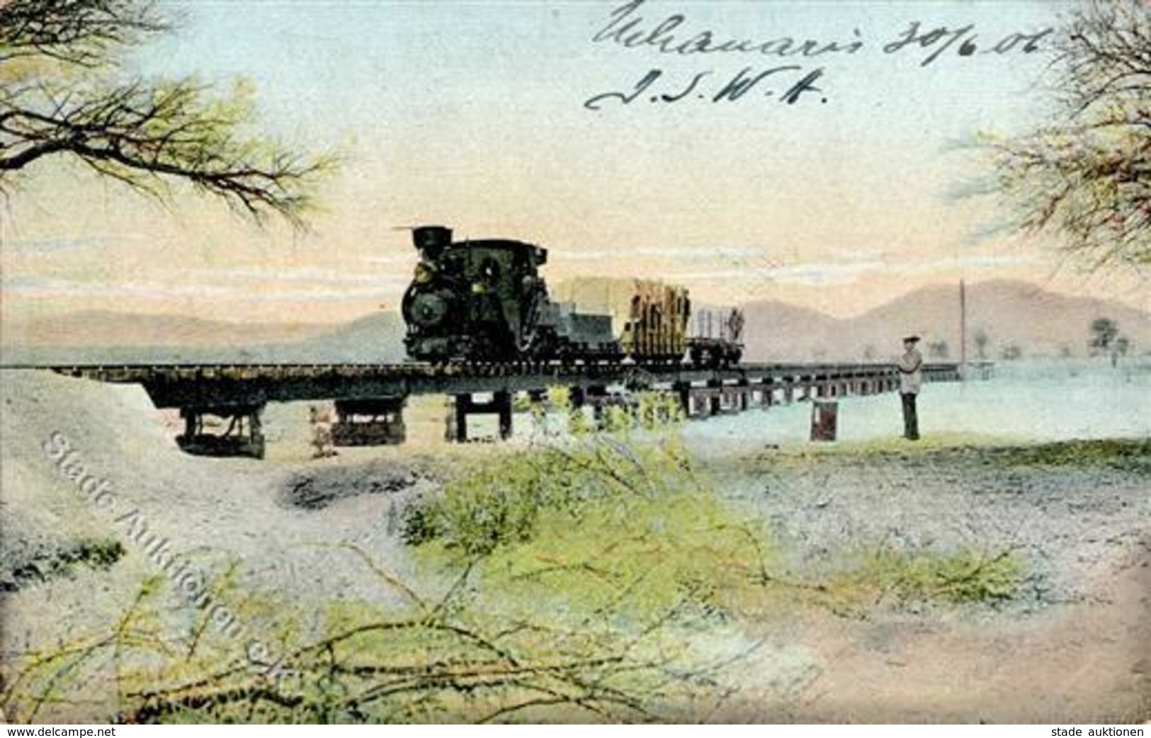 Kolonien Deutsch-Südwestafrika Eisenbahn Brücke Bei Osanna Stpl. Keetmanshoop 4.7.06 I-II Chemin De Fer Colonies - Geschichte