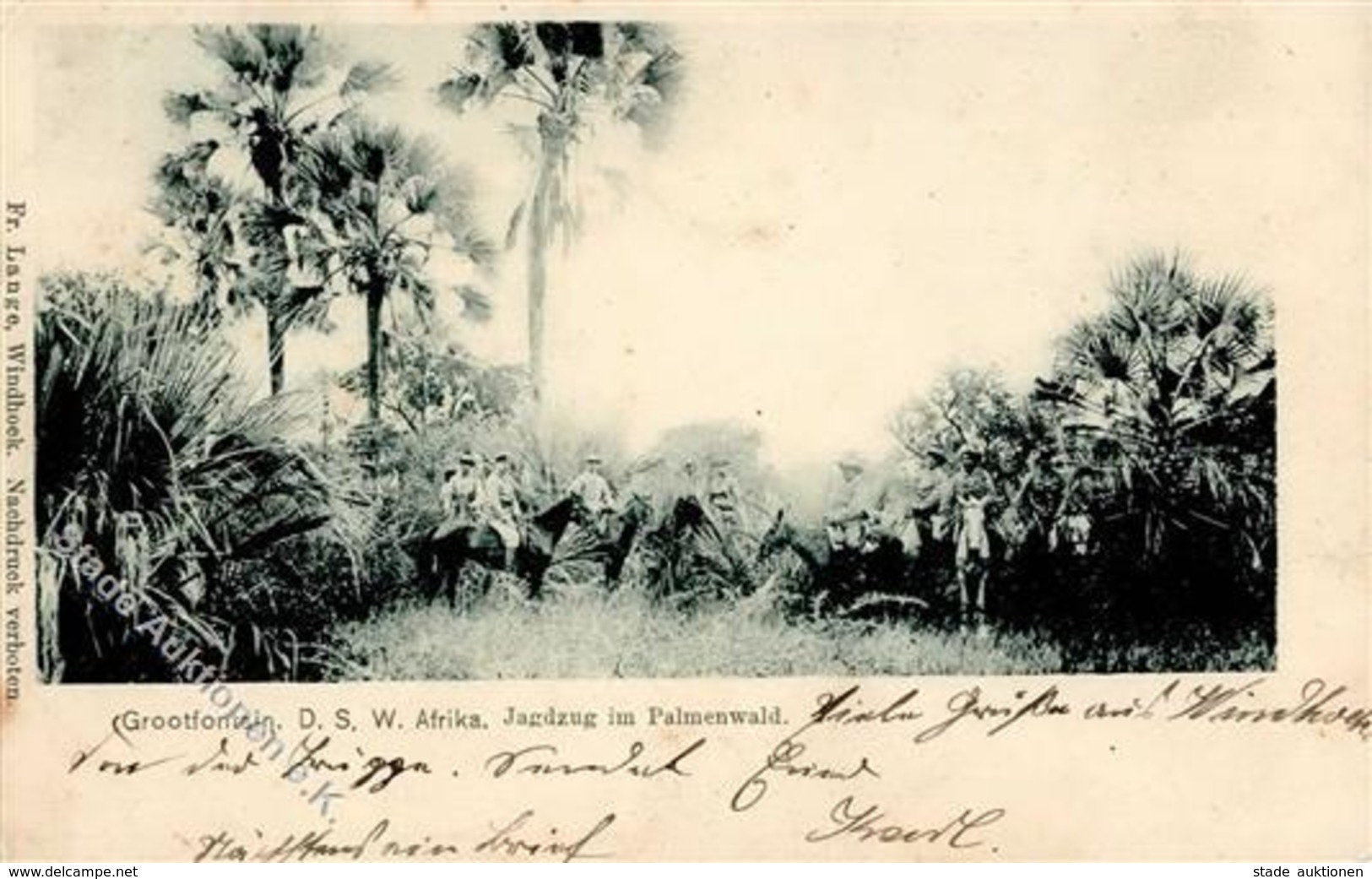 Kolonien Deutsch-Südwestafrika Grootfontain Jagdzug Im Palmenwald Stpl. Windhoek 9.1.02 I-II Colonies - Geschichte