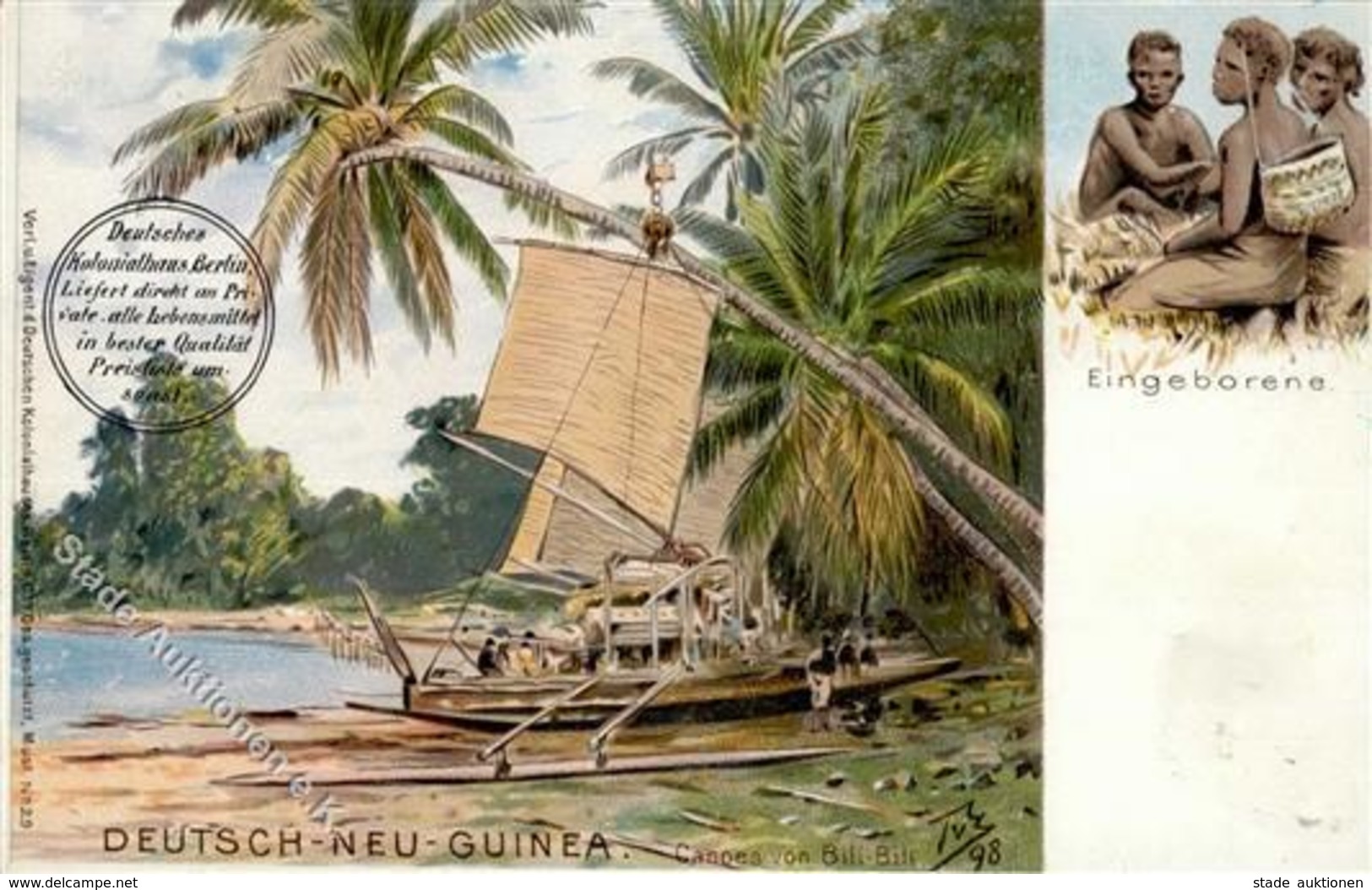 Kolonien Deutsch Neuguinea Eingeborene Litho I-II Colonies - Storia