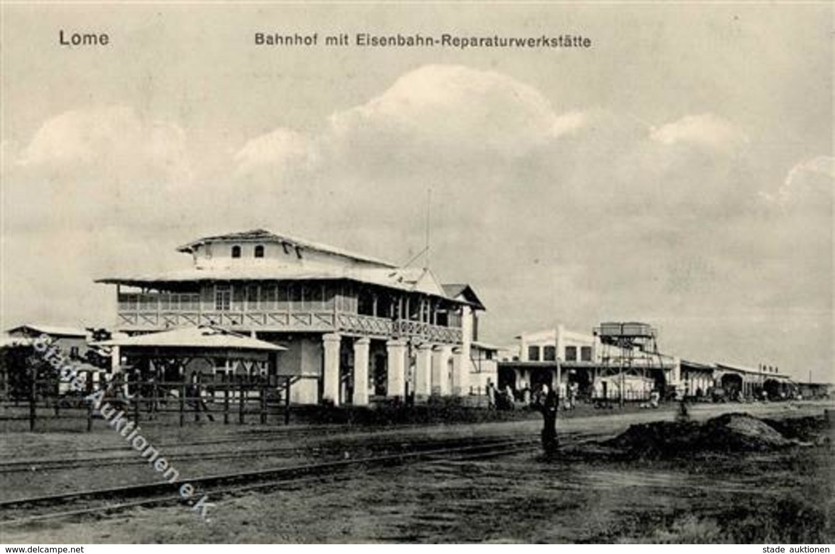 Kolonien Togo Lome Bahnhof Mit Eisenbahn Reparaturwekstätte I-II Chemin De Fer Colonies - Storia