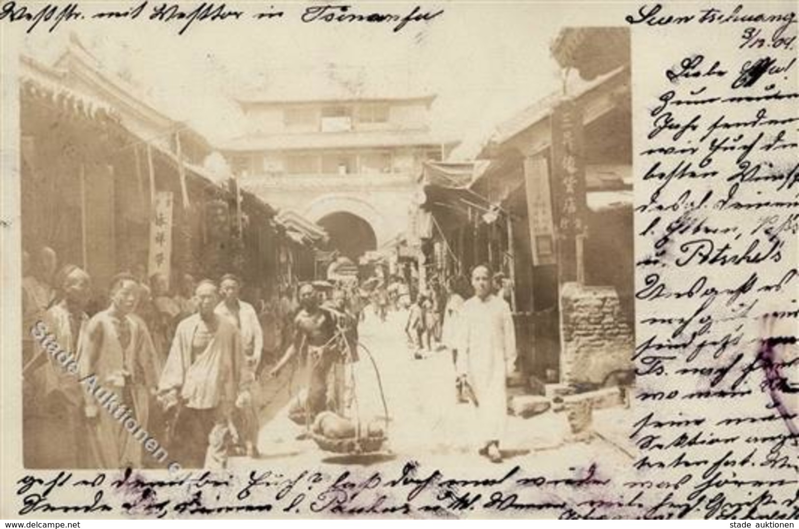 Kolonien CHINA - Foto-Ak -Strasse In Tsinanfu - OTSINANFU 1909 I Colonies - Storia