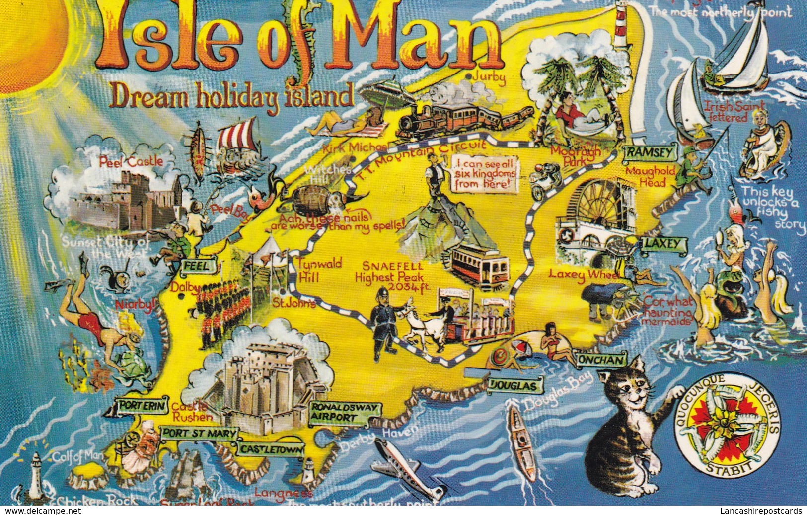 Postcard Isle Of Man Dream Holiday Destination Map Card [ Bamforth ] PU At Douglas In 1972 My Ref  B12403 - Isle Of Man
