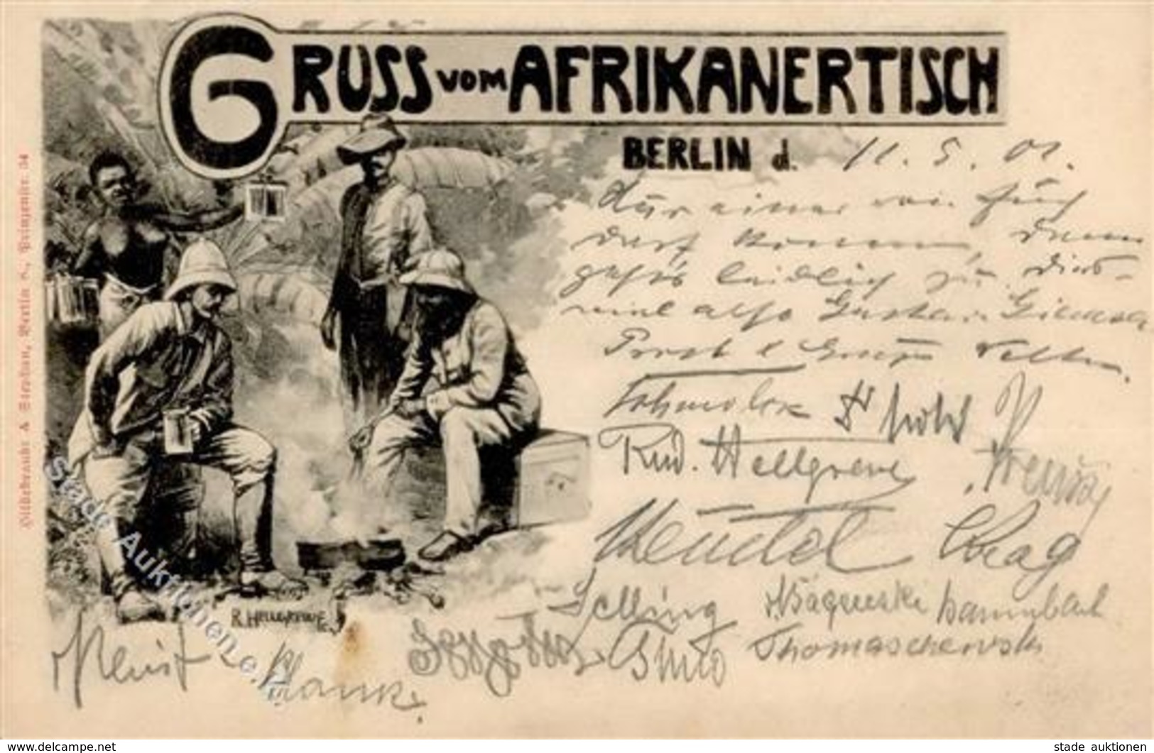 Kolonien Afrikanertisch Sign. U. Autograph Hellgrewe, R. 1901 Gelaufen DR I-II (fleckig) Colonies - Storia