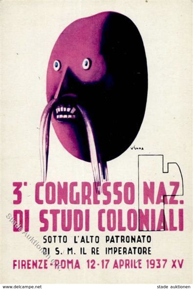 Kolonien Italien E. Congresso Nat. Di Studi Coloniali 1937 Künstlerkarte I-II Colonies - Storia